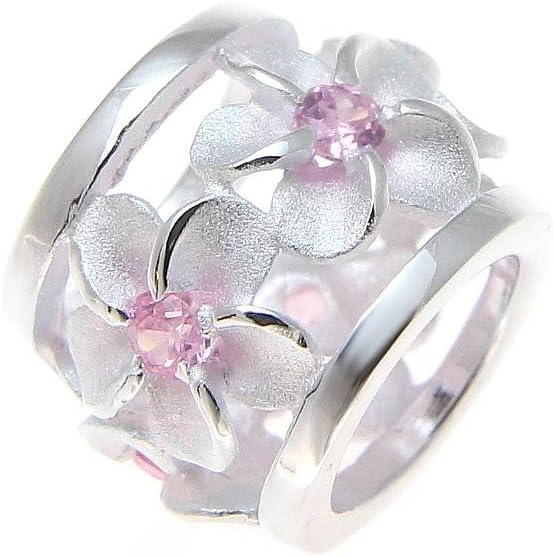 Arthur's Jewelry 925 Sterling silver Hawaiian plumeria flower barrel slide pendant pink cz 9mm