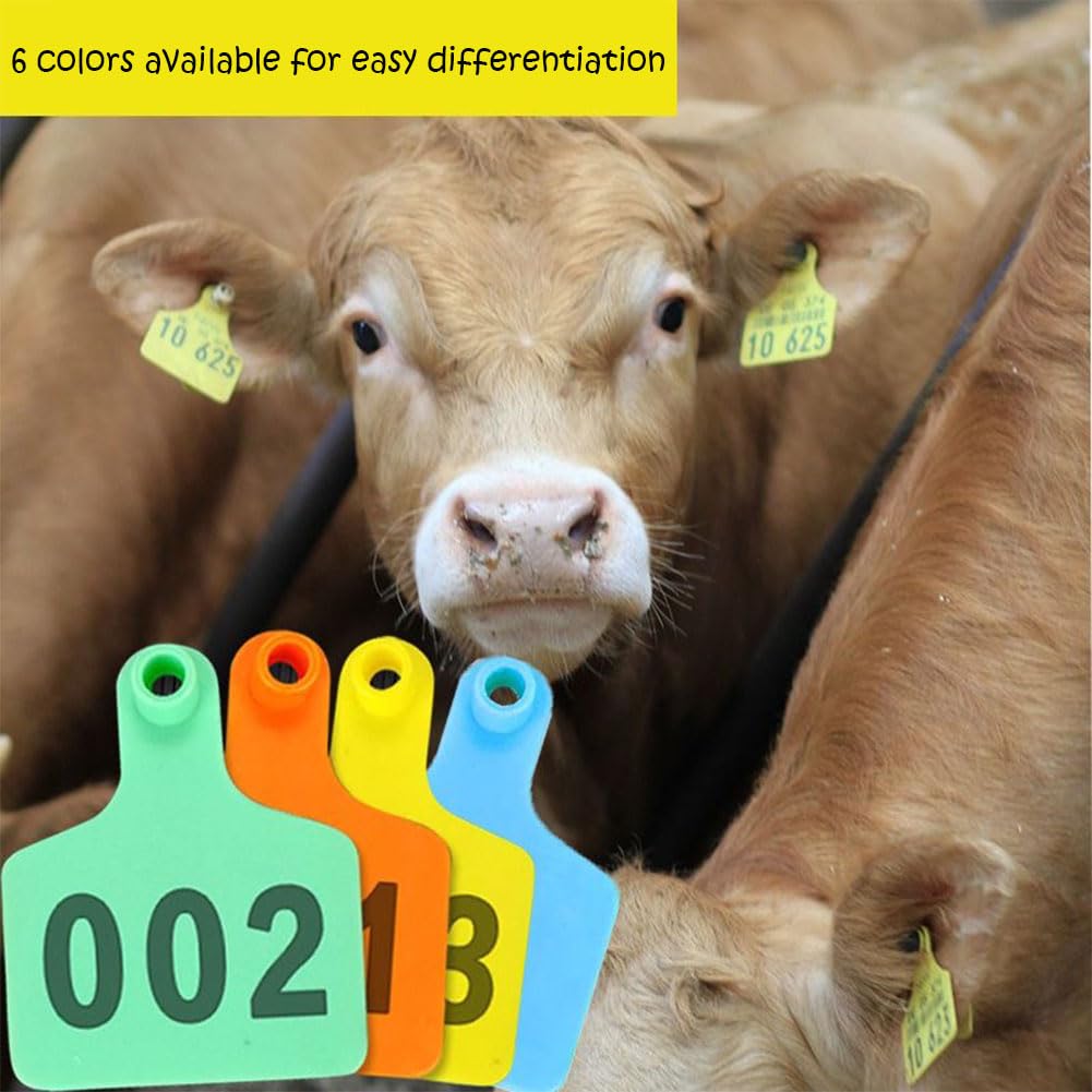 Kolczyki do identyfikacji zwierząt, Plastikowe kolczyki z numerami 001-400 dla bydła owiec(Adult Cattle,Pink101-200)