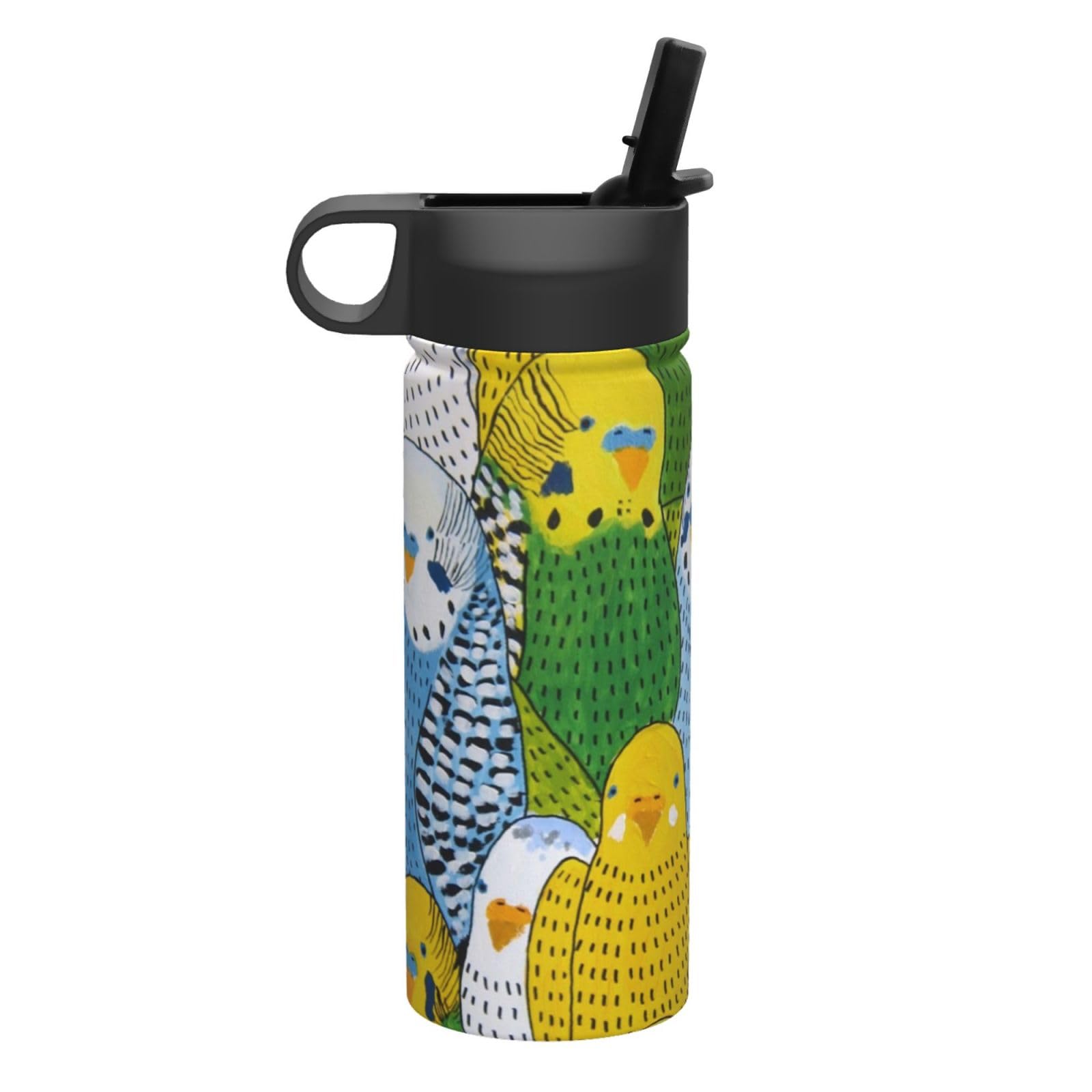 Amazon｜カラー 鳥柄 インコ かわいい 水筒 スポーツボトル 魔法瓶
