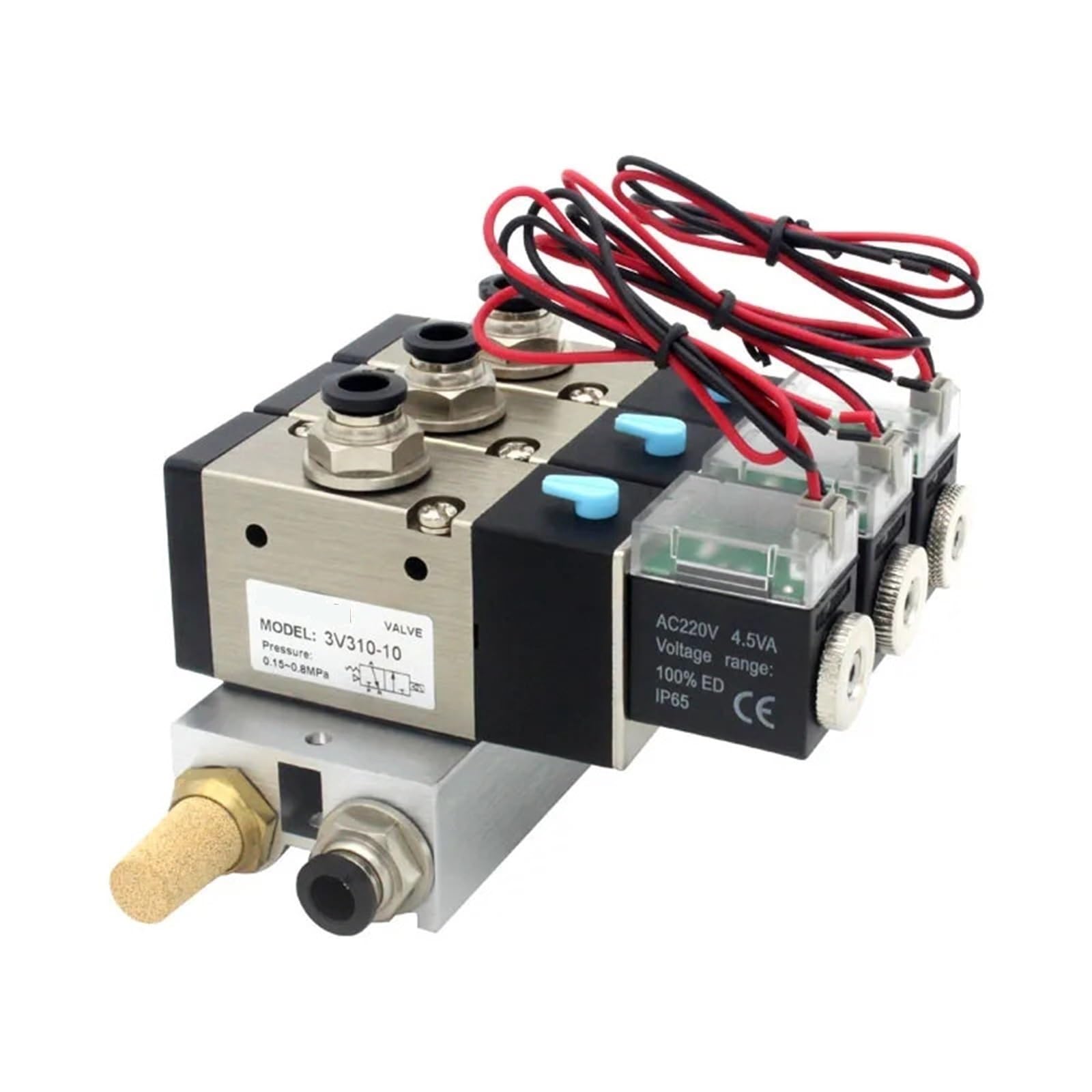 Électrovanne 3V310-10-NO silencieuse avec embase collecteur pour air comprimé