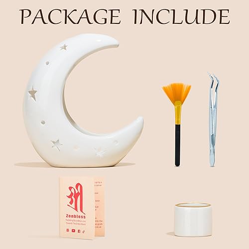 Miniatura 6 de ZenBless Luna Versátil Portacebo Cerámico con Reflujo en Forma de Cascada y Quemador, para Quemar Salvia, Palo Santo, Cono de Reflujo y Vela,