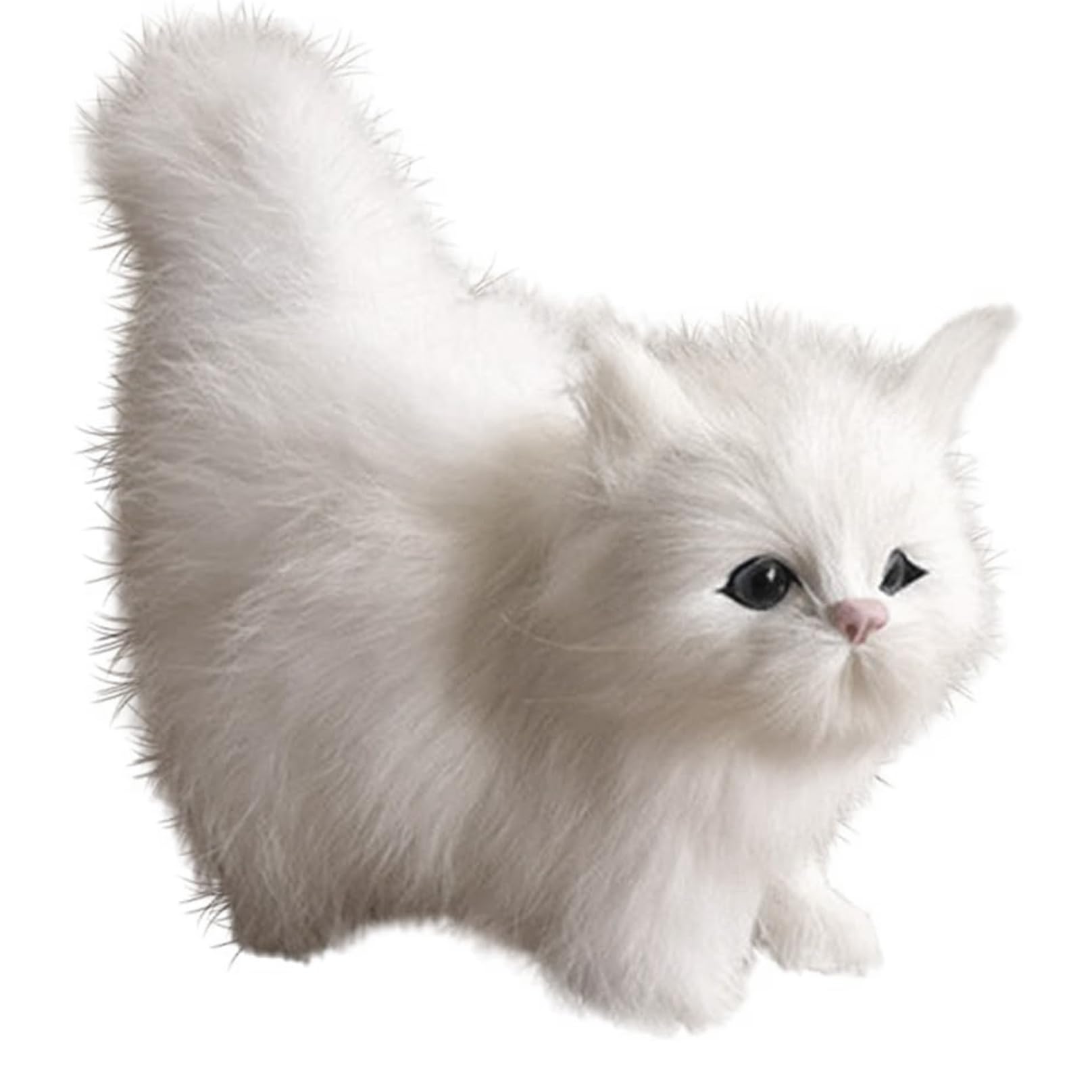 NASSMOSSE Realistic Cat Cute Standing Cat Plush Simulated Artificial Faux Fur Doll Decorative Detailed Photography Prop, White