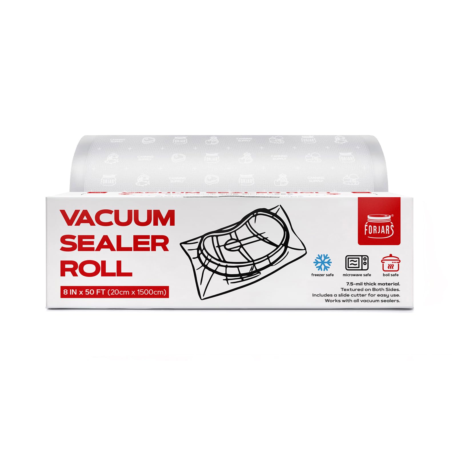 Brand Vacuum Sealer Bags Rolls Airtight Food Storage and Method Sous Vide Cooking - Pack of 12 inch Size Bags, Perfect for Food Storage and Cooking - Ideal for Home and Commercial Use (8INx50FT)