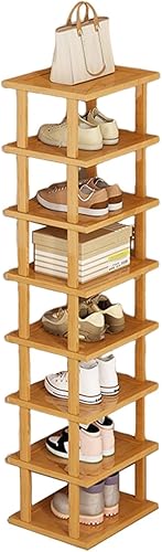 Miniatura 1 de clinmday Zapatero escalonado, madera y ahorro de espacio y pequeño  estrecho  Zapatero de esquina alto para entrada, zapatero de esquina torre para
