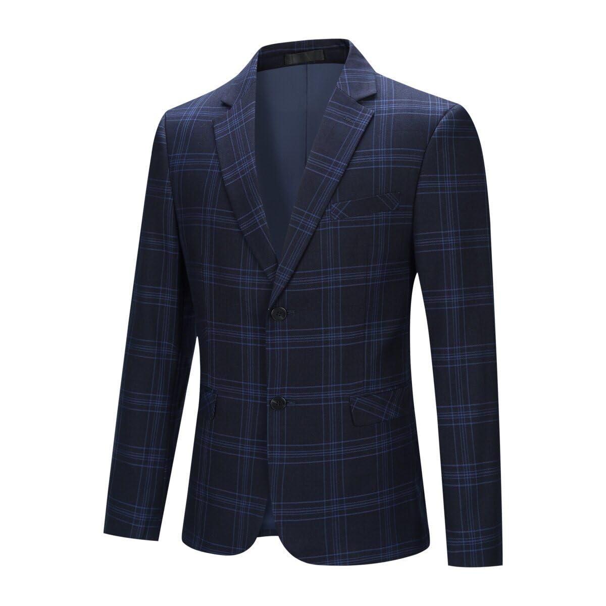 YOUTHUP Blazer Homme Slim Fit à Carreaux 2 Boutons Veste Costume Col Cranté Veston Casual pour Business