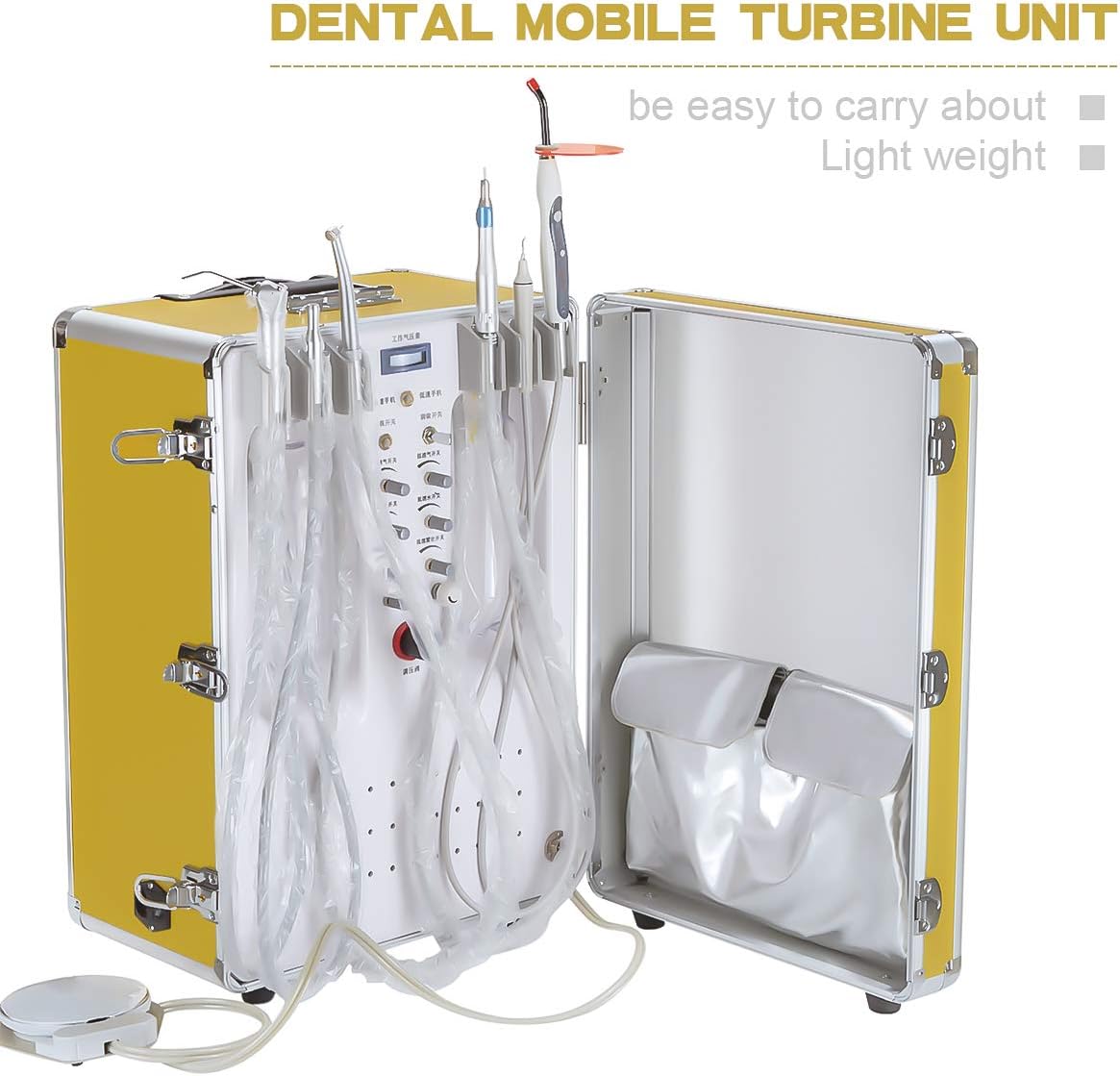 550W Portable Moblie Unit XS-331 Work with Air Compressor with 3-Way Syringe, Saliva Ejector, and Woodpecker Built-in Cure Light (2 Hole)