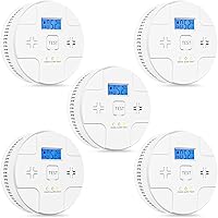 Vista 8 de 2 en 1, alarma combinada de humo y monóxido de carbono, detecta CO, alerta de 85 dB, lectura digital LCD, con 3 pilas AA de 1.5 V, advertencia