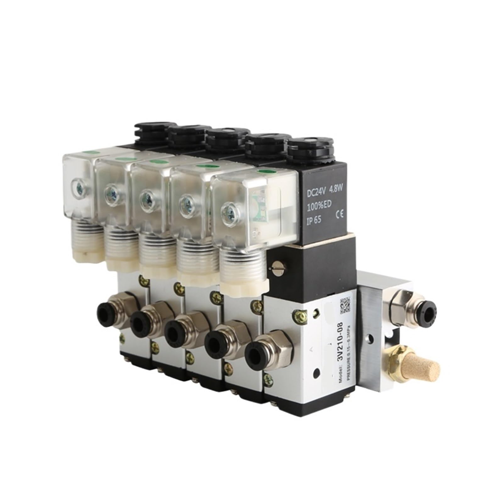 1 szt. 3V110-06 Blok elektromagnetyczny zawór elektromagnetyczny normalnie zamknięty z akcesoriami do tłumika kolektora podstawowego DC12V 24V AC 110V 220V 3 drzwi (DC24V 8 In 8 out, 3V110-3F)