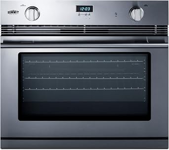 Summit 30" Single Gas Wall Oven, Stainless Steel - SGWOGD30 | 3.0 cu.ft. Capacity Oven. Designed for wall installation in 26 5/8" H x 28" W x 24" D cutouts