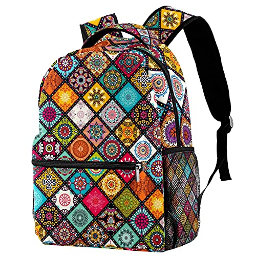 Sac à dos décontracté multicolore avec compartiment ordinateur portable vintage
