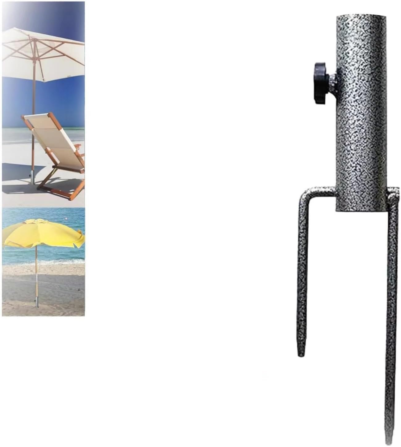 Base de soporte para sombrilla de playa y jardín con estaca para césped
