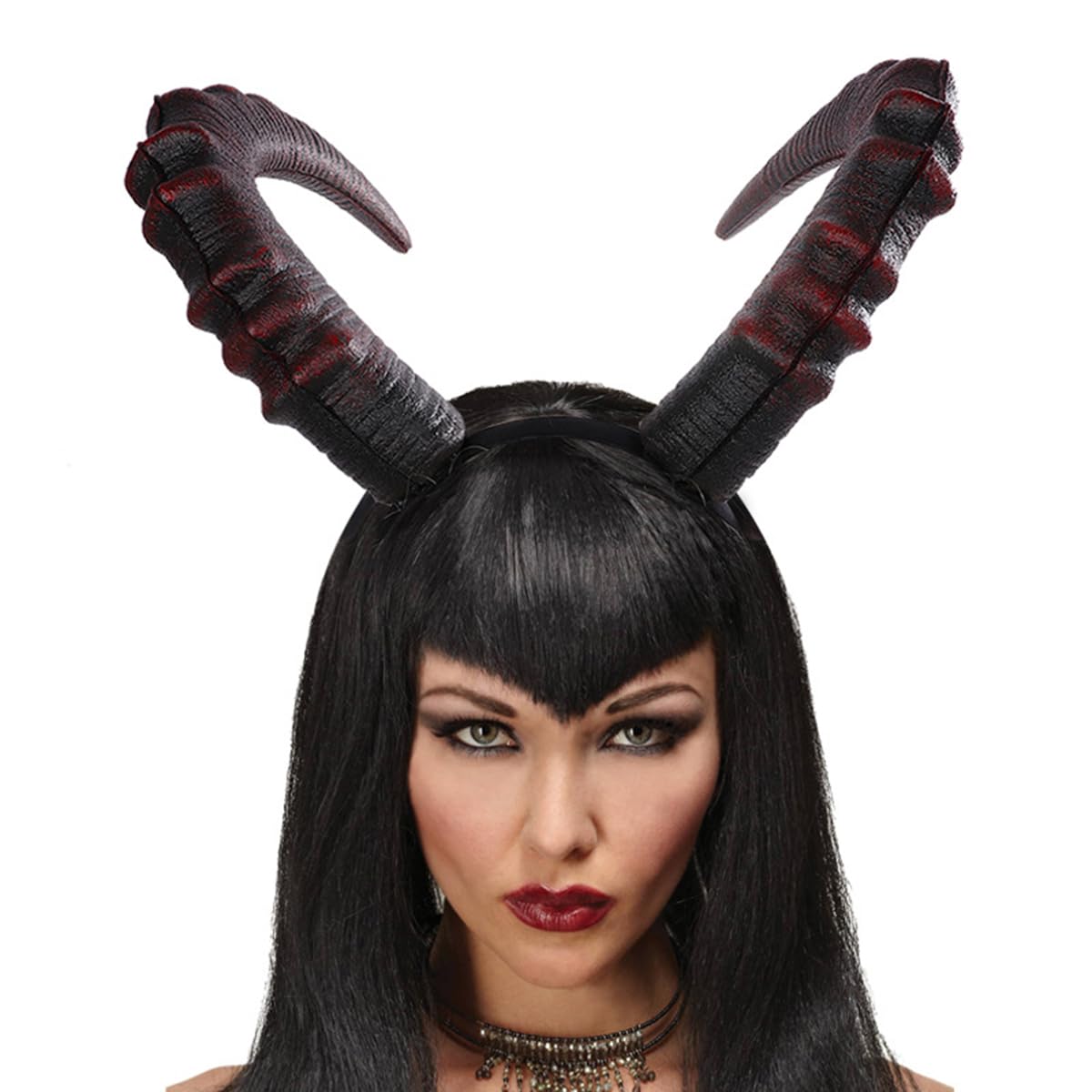 Satisyo Gothic Black Horn Halloween Costume for Men Women - Ram Sheep Headband Hoop Cosplay Devil Headwear Hair Band