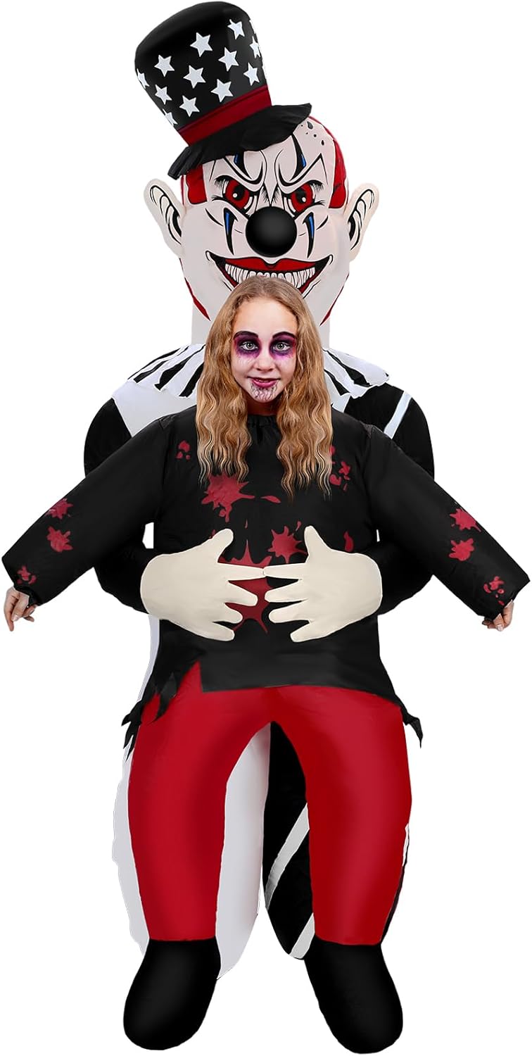 Newcotte 6 ft Easter Inflatable Bunny Costume for Adults, Bunny Riding Blow up Costume with Fan for Easter Party Cosplay