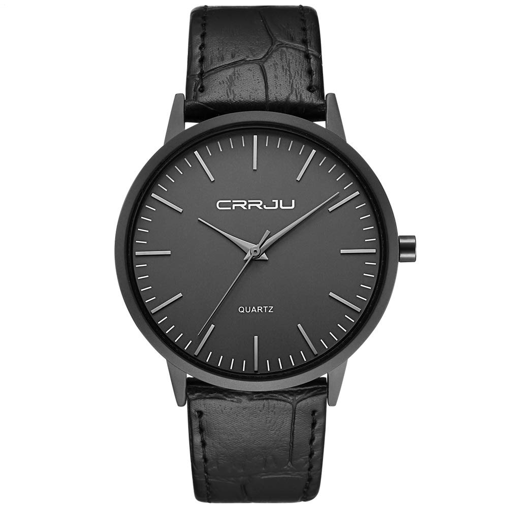 CRRJURelojes Hombre De Malla Ultra Fino Negro para Hombres Relojes De Pulsera De Moda Minimalista De Lujo para Relojes Hombre Casual Reloj Hombre De Cuarzo Impermeable