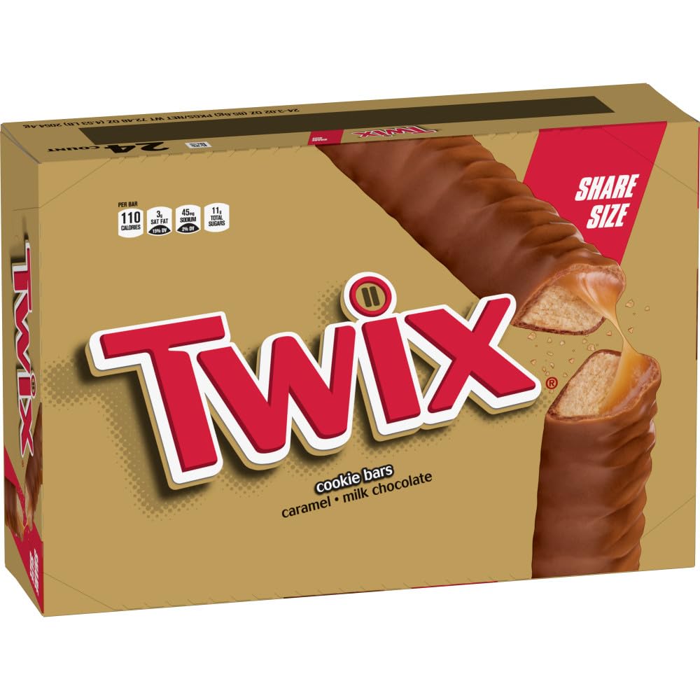 TwixCaramel Chocolate Cookie Candy Bar Bulk Pack, Share Size, 3.02 oz Bar (Pack of 24)Rainforest AllianceRainforest AllianceRainforest AllianceRainforest Alliance