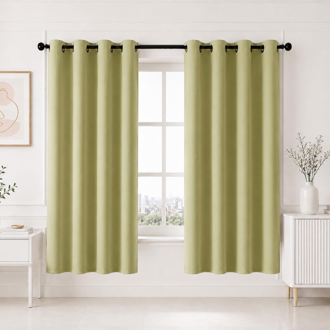 HOMEMONDE Premium Blackout Curtains 6 Feet Single Pcs - Thermal Insulated, Noise Reduced Door Curtain, True Room Darkening - Avacado Green (72 Inches, 182.88L x 118W CM)