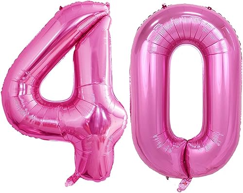 Miniatura 487 de GOER Globos con el número 40 para decoraciones de fiesta de cumpleaños número 40, globos de helio de aluminio jumbo de 42 pulgadas para 40