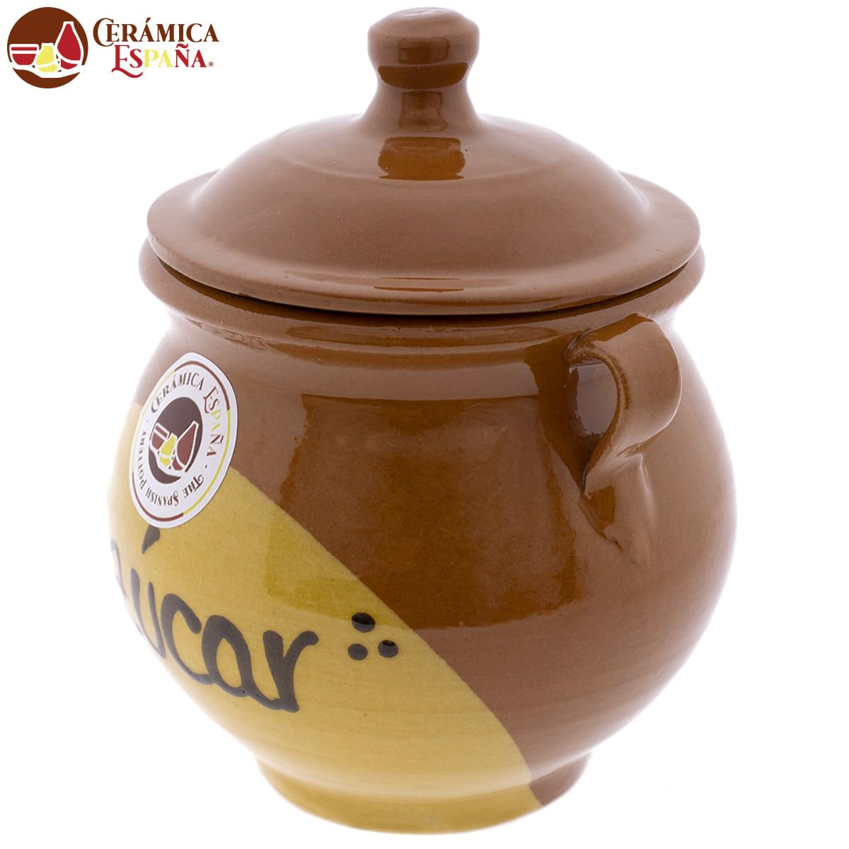 CERÁMICA ESPAÑA | Zuccheriera rustica in ceramica | Barattoli da cucina | Barattoli originali | Zuccheriera cucina - Modello M02 | 100% fatto a mano | 14x12x15 cm