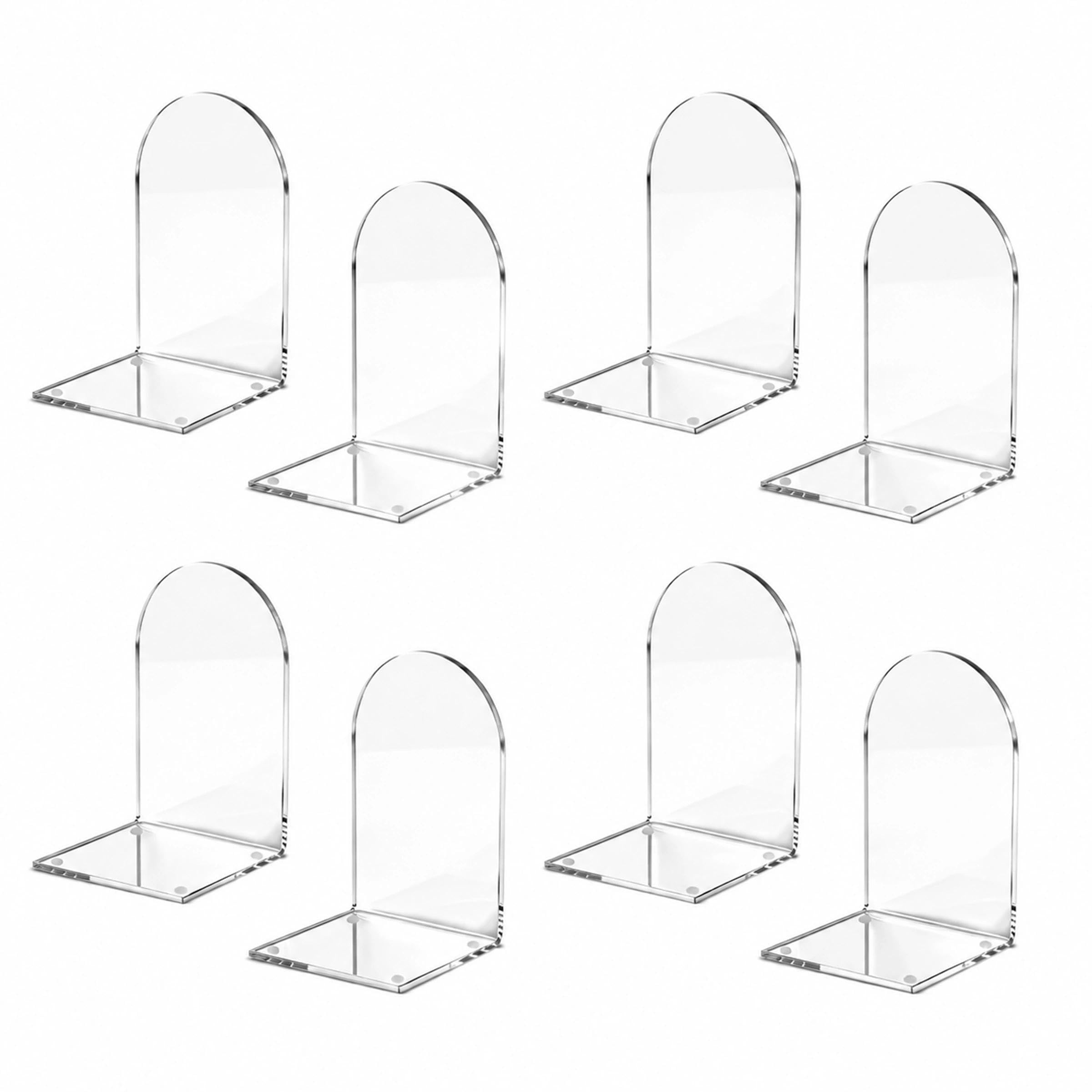 8pcs Acrylic Book Ends For Shelves, Transparent And Anti-Slip Book Stopper