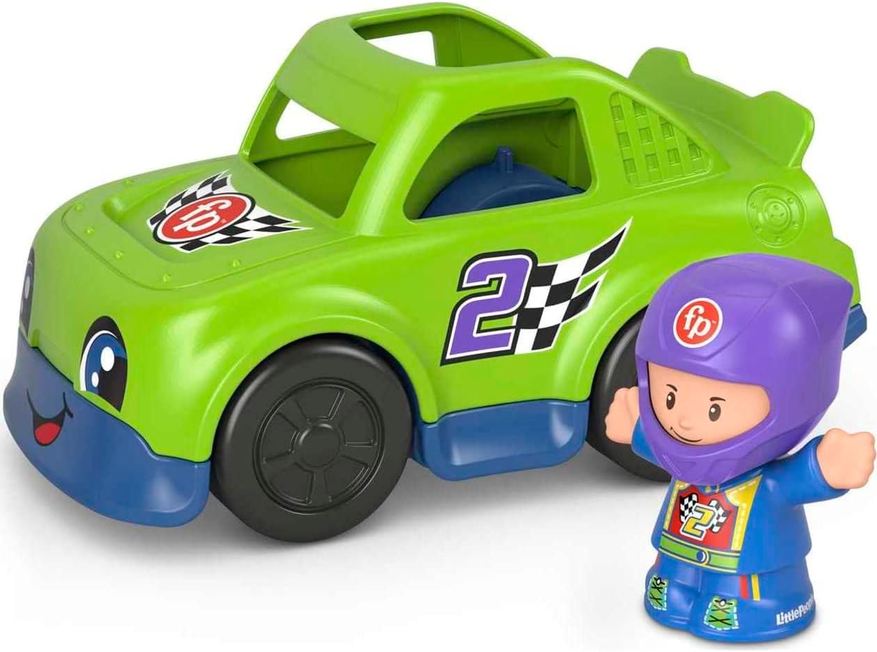 Fisher-Price Little People Race Car, push-along vehicle and figure set for toddlers and preschool kids ages 1-5 years