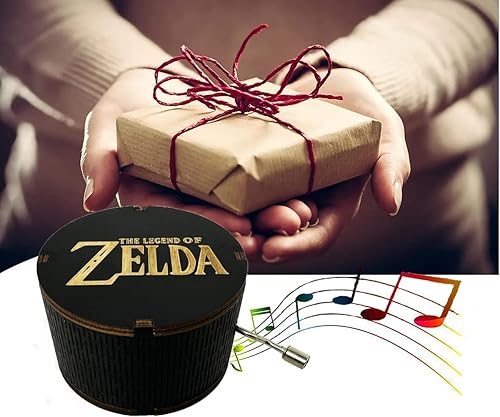 Miniatura 4 de Youtang Zelda Caja de música de madera de la canción de las tormentas de Ocarina of Time, caja musical de madera redonda con grabado antiguo,