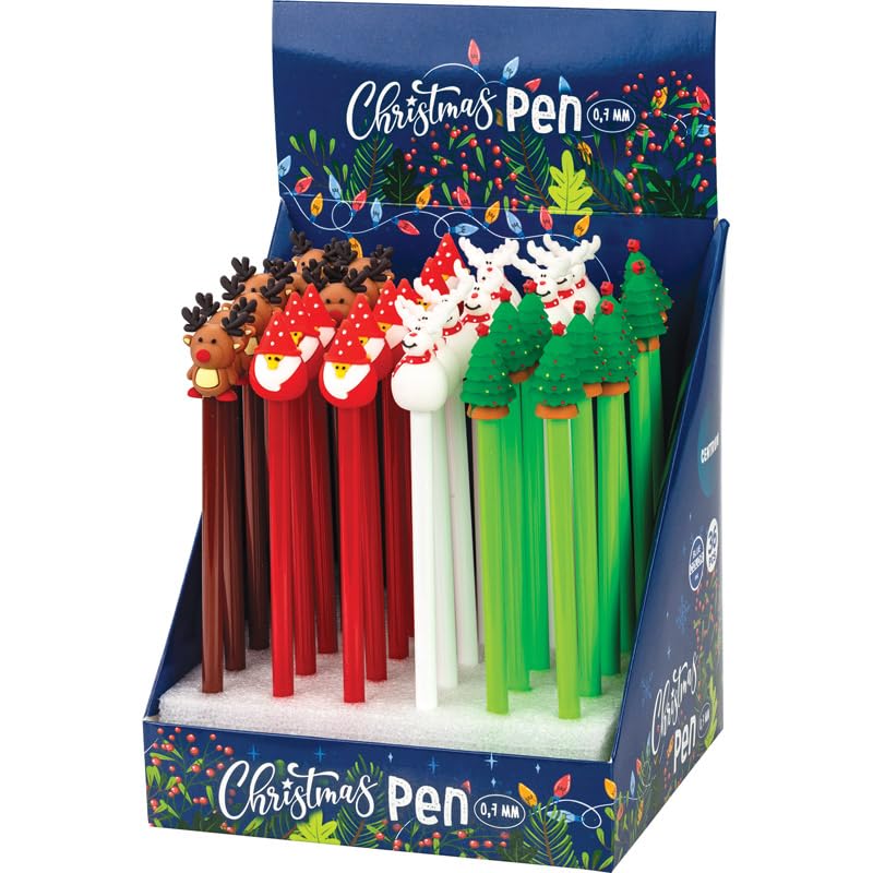 NHDDGR 30 Penne Multicolore Natalizie, Penna Multicolore 4 Colori Set di Penne a Sfera con Adorabili Animali Natalizie Kawaii, 4-in-1 Penne Gadget Compleanno Bambini Natale per Feste, Regali Bambini