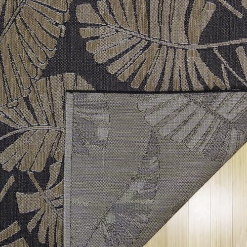 Gertmenian Indoor/Outdoor Kona Coast by Reyn Spooner Runner Rug - 2x6 Runner, Stain & UV Resistant, Ideal for Deck, Patio, Poolside Rooms - Palmtree Leaf, Black Brown, 46687