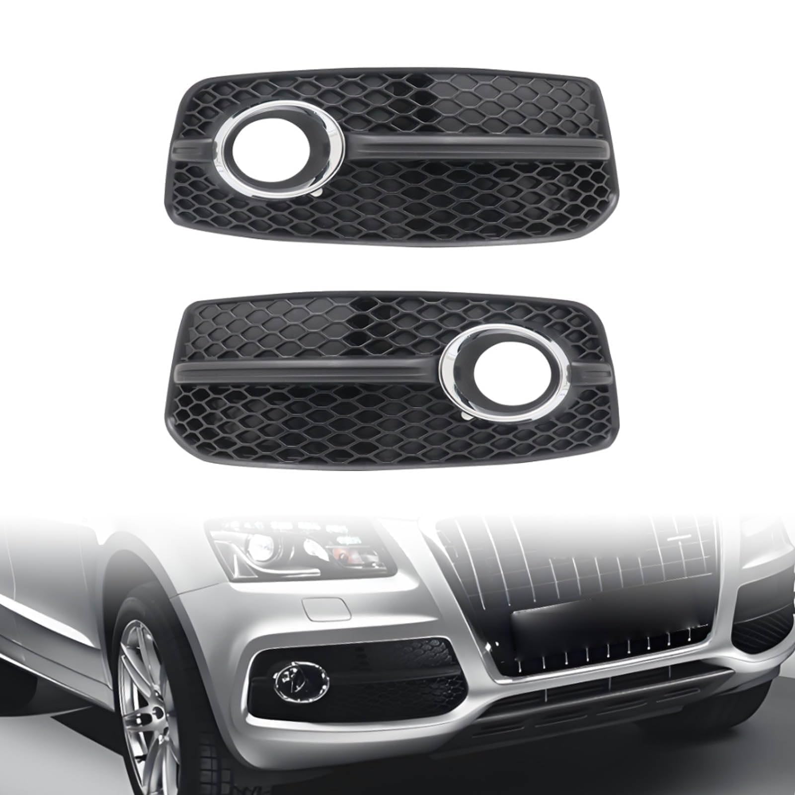 SecosAutoparts Front Bumper Fog Light Cover Grille Compatible with 2009-2012 Audi Q5 S-Line Replace# 8R0-807-681-A