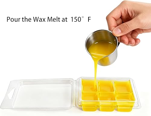 Miniatura 3 de Jucoan Paquete de 100 moldes de plástico para cera derretida, 6 cavidades cuadradas transparentes para derretir cera para manualidades, velas