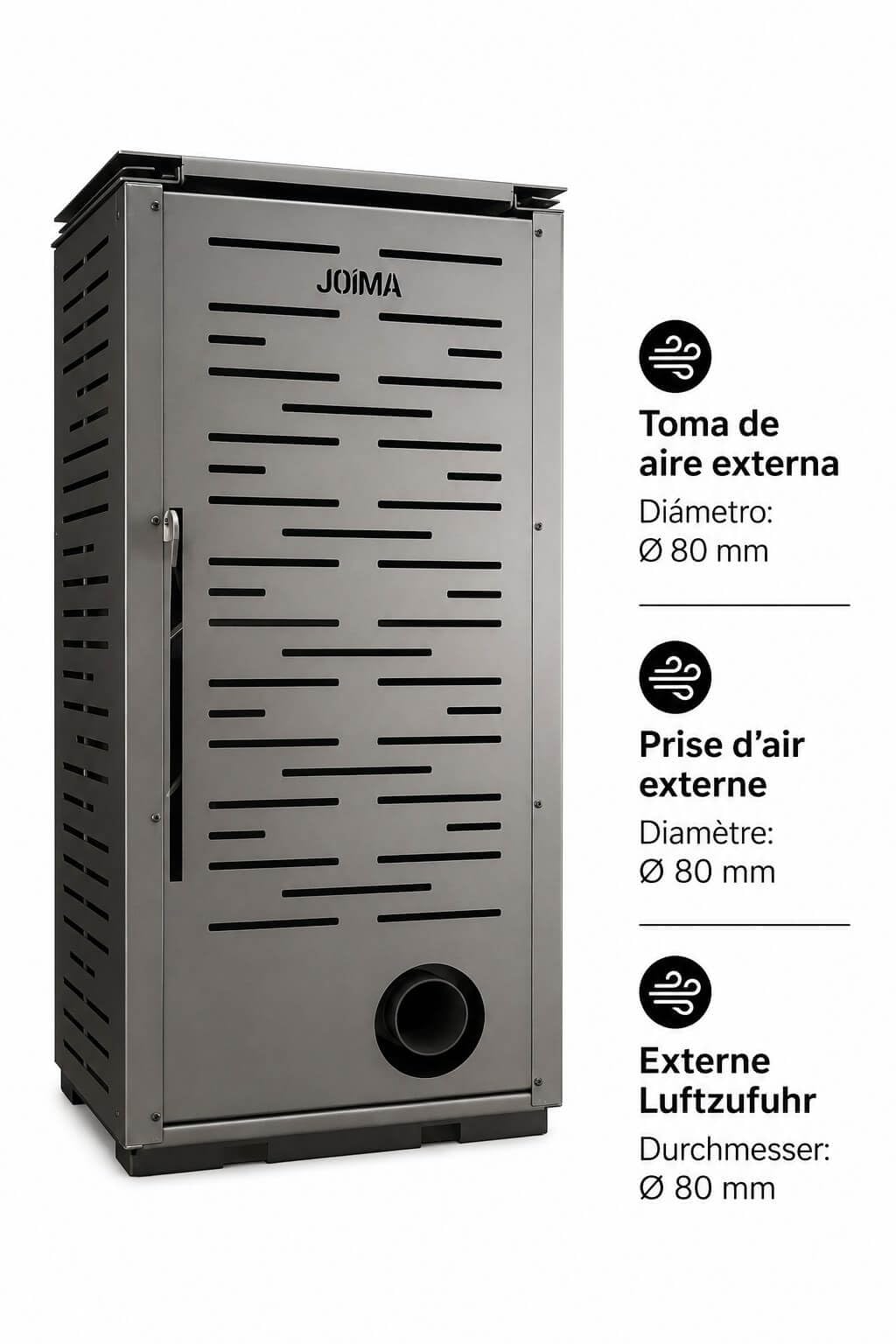 Poêle à granulés sans électricité modèle Natur Style 8 kW. Fonctionne sans connexion électrique. Couleur blanche