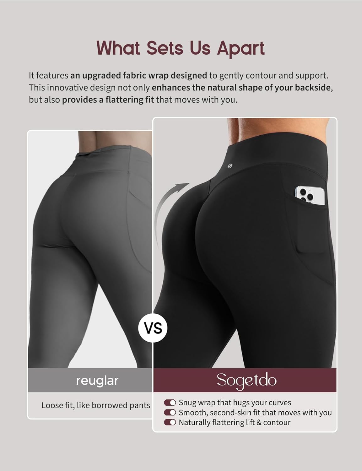 Sogetdo Leggings with Pockets for Women High Waistd No Front Seam Buttery Soft Stretchy Workout Running Gym Yoga Pants - Image 7