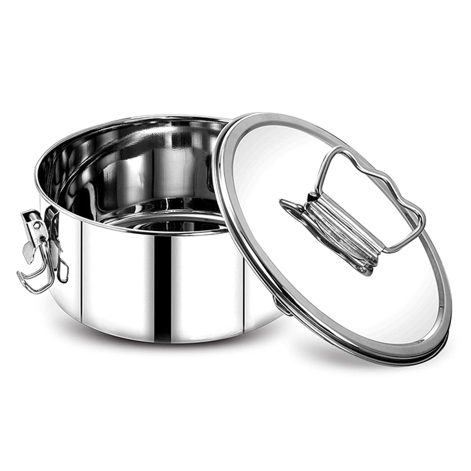 Flanformen Sartén 304 Acero Inoxidable Con Cierre De Sellado Y Tapa Para Hornear Quiches Pasteles De Cocina Herramienta De Cocina Molde De Cocción A Presión Para Postre