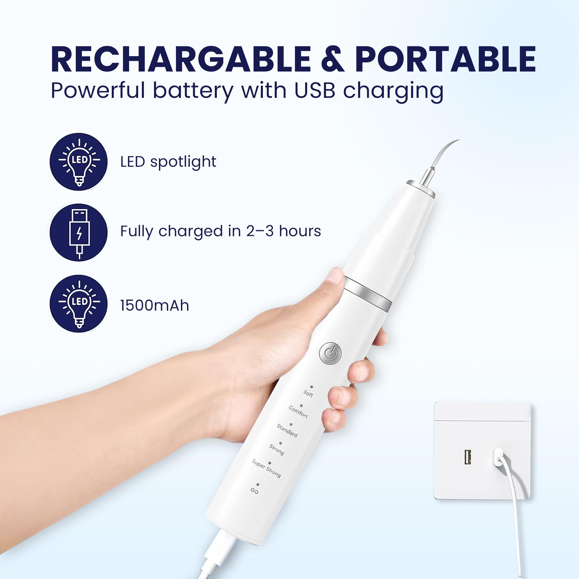 HOKIN Detartreur Dentaire Kit Dents en acier Inoxydable kit de Nettoyage Calcul Calculateur de Plaque Hygiène Scanner Crochet Choisir détartreur avec Lampe Miroir Dentaire (Classique-Blanc)