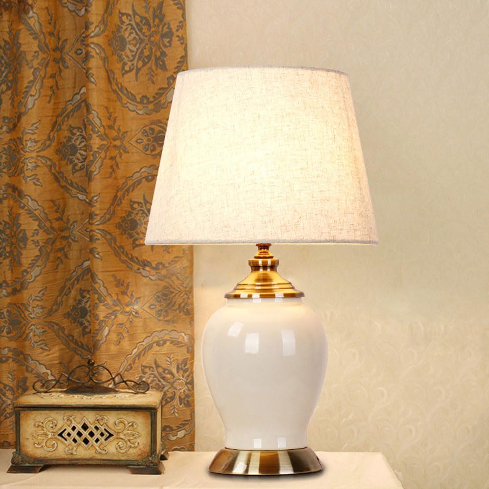 asdchZen Modern Ceramic Table Lamp For Living Room Crack Glaze Ceramics Desk Lamps For Bedroom Farmhouse Bedside Nightstand Bedside Lamp End Table Lamps-B-33 * 52Cm,A-28 * 46CM