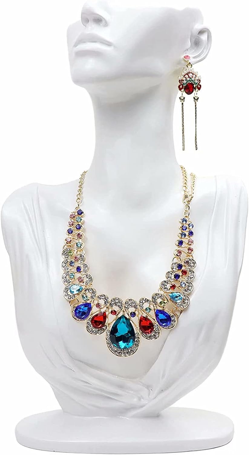 Resin Mannequin Jewelry Display Stand for Necklace Pendant Chain Earring Bust Organizer Holder Stand Modern Home Bedroom Dressing Table Decor Perfect for Daughter Wife Mother Birthday Holiday Gift