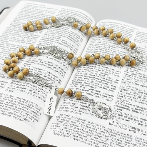 Seven Sorrows of Mary Rosary Wooden Beads Catholic Jewelry Necklace for Pray3