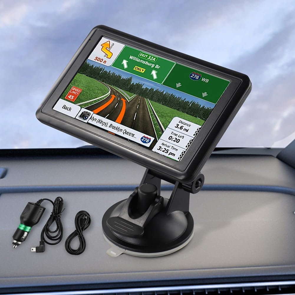 ZYWUOY Navigatore GPS per auto e camion, 5 pollici TFT touch screen navigatore, 8 GB + 128 MB di memoria, navigazione UK, Lane Assist