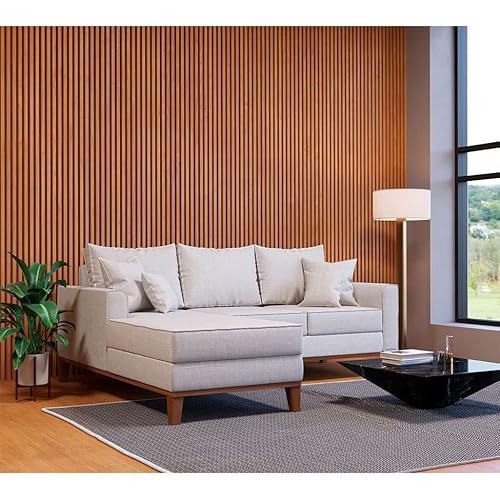 Sofá 3 Lugares Beny Com Chaise Esquerdo Linho Cru