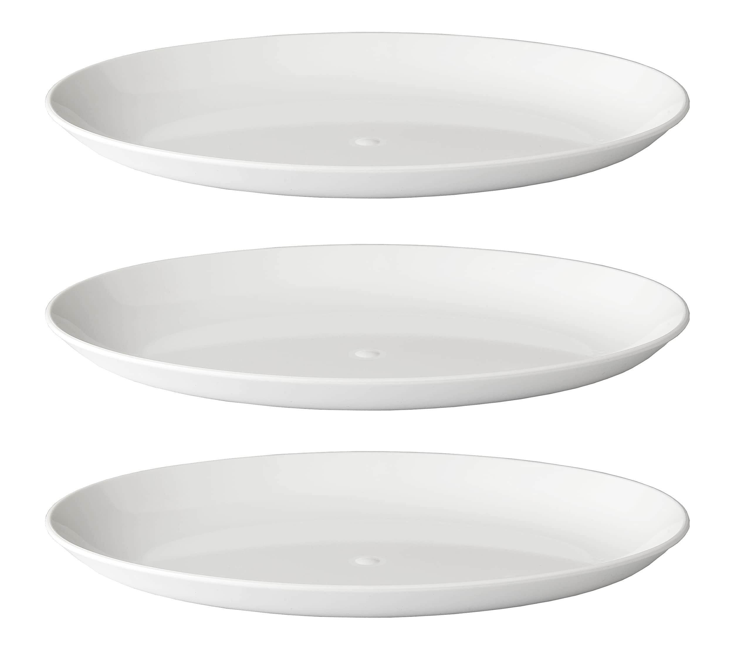 Harfield Roltex White Small Oval Plate Food Platter Pack of 3 Virtually Unbreakable Polycarbonate 24x17cm
