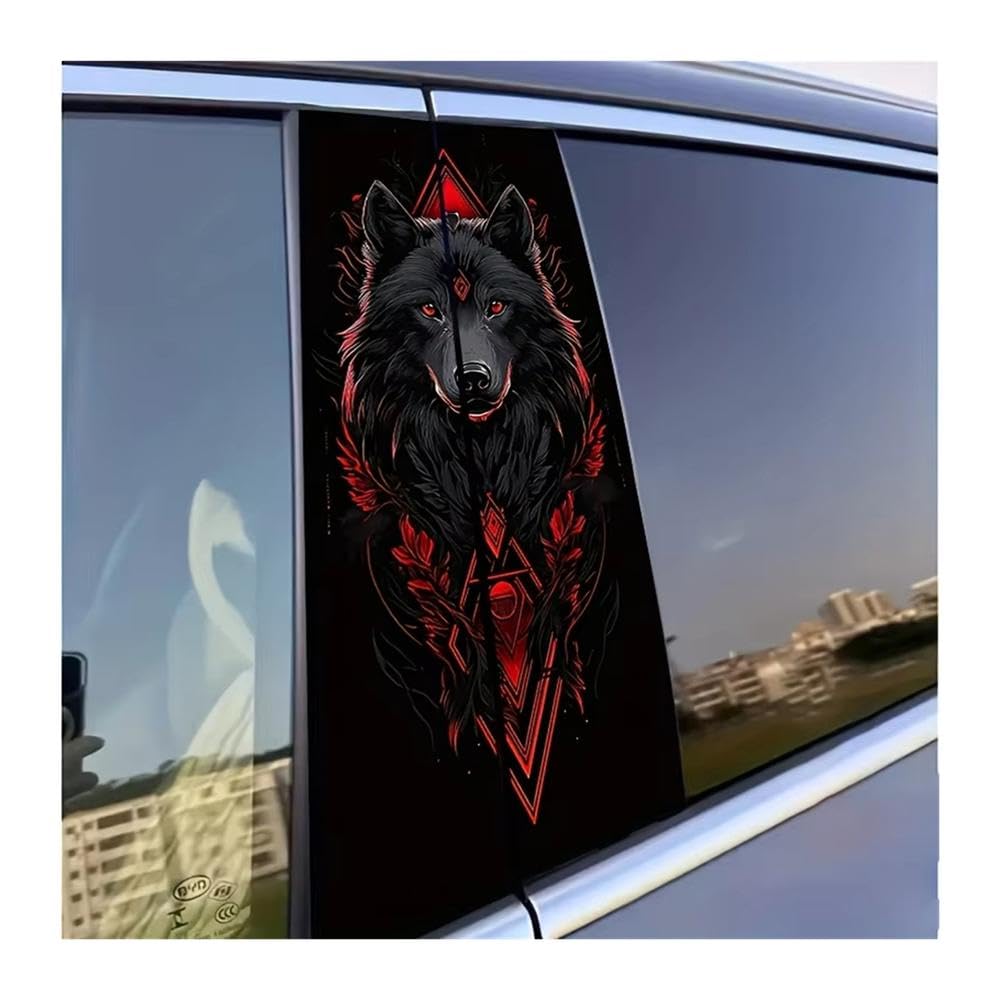 Bertdcx One Color Wolf Pattern Car Stickers Waterproof Scratch Resistant Auto Parts