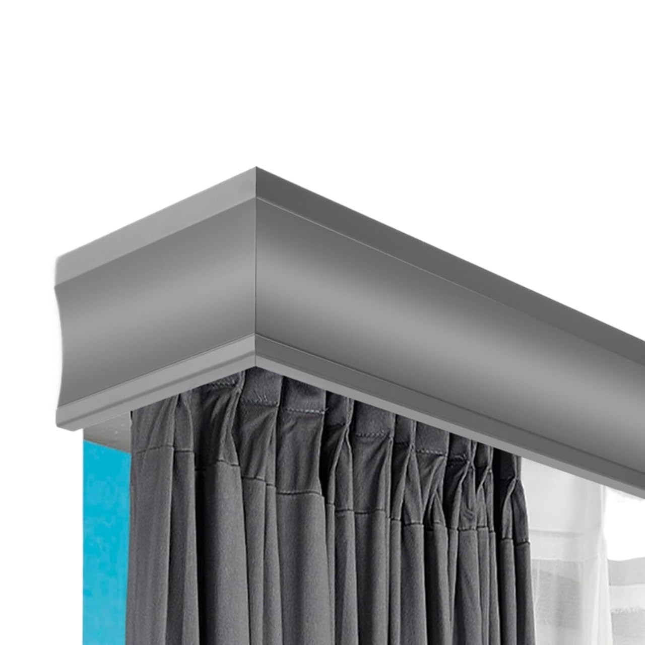 Curtain Track Double Tracks, Aluminum Double Curtain Rail Ceiling Mount Gray White 1-5m(Gris-wall,3m)