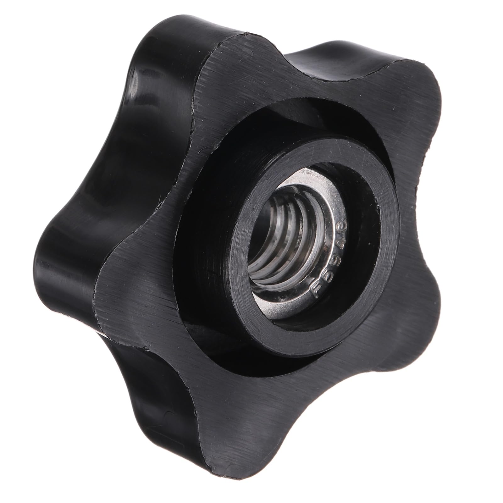 sourcing map Star Knob, 3/8"-16 Star Shape Knurled Clamping Knobs Fluted Screw-On Through Hole Threaded Nuts for Industrial Furniture Tool Jig Clamp, Black