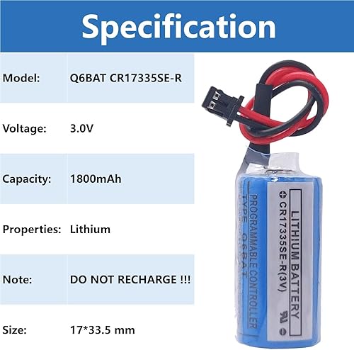 Miniatura 2 de 2 piezas Q6BAT CR17335SE-R 3V 1800mAh batería de litio batería de repuesto para Q25PRHCPU Q170HBATC QNS FANUC sistema