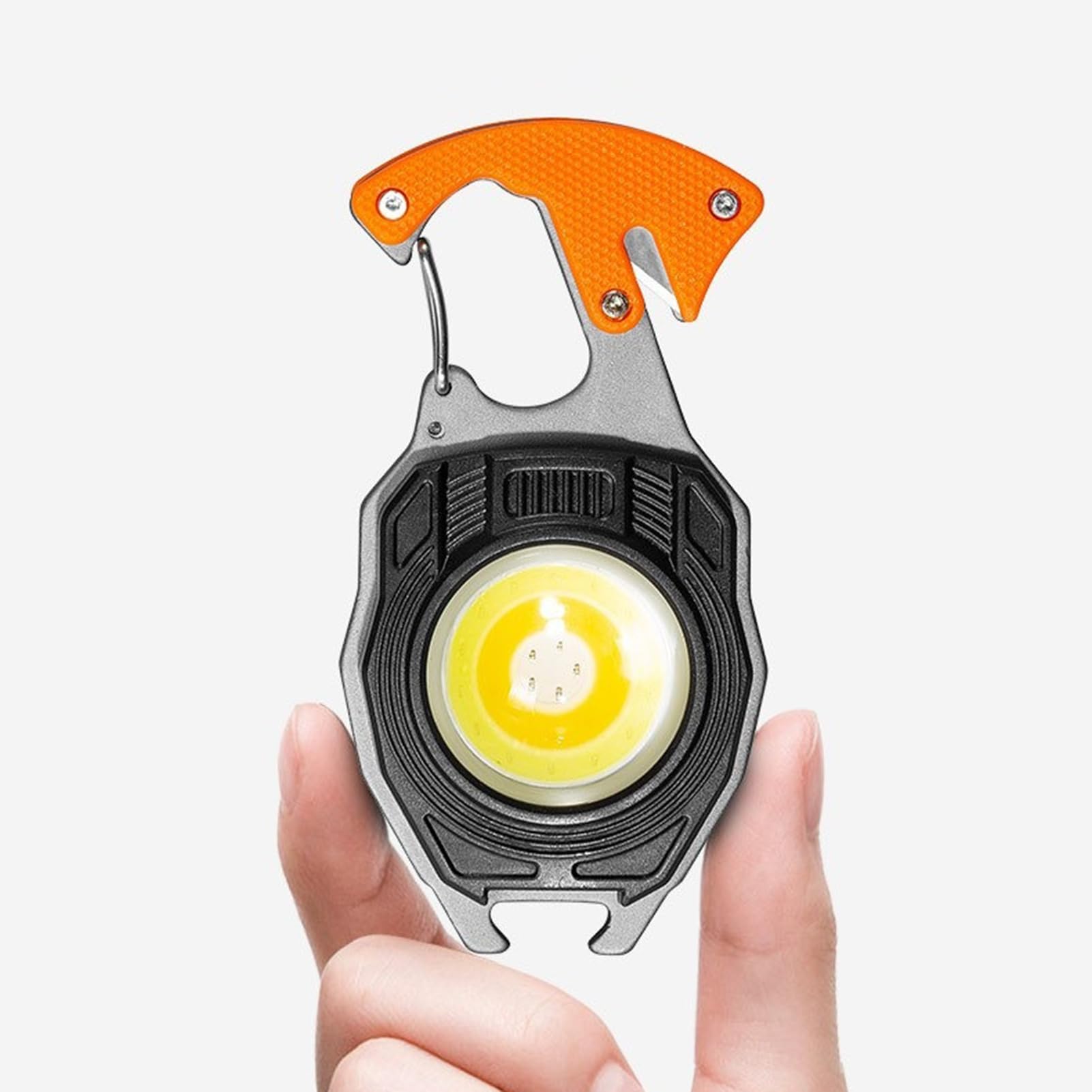Pofluany Orange Keychain Light Portable Keychain Flashlight Camping Light With Bottle Opener Window Hammer Compact Led Work Light Multifunctional Emergency Tool