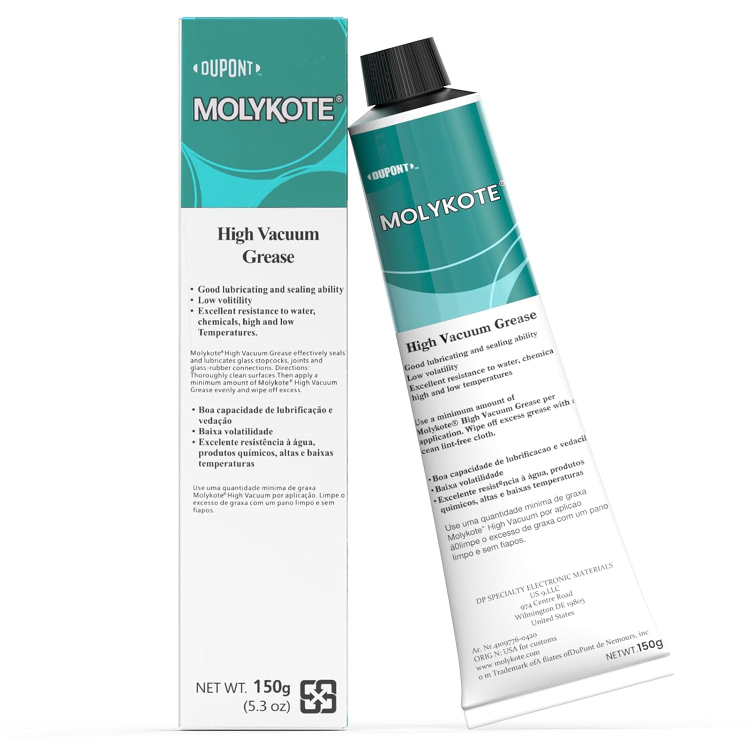 Molykote High Vacuum Silicone Grease Tube - 5.3 oz, High Lubrication & Waterproof for O-Rings, Plug Valves, & Sealing Rubber/Plastic Components, Low Volatility
