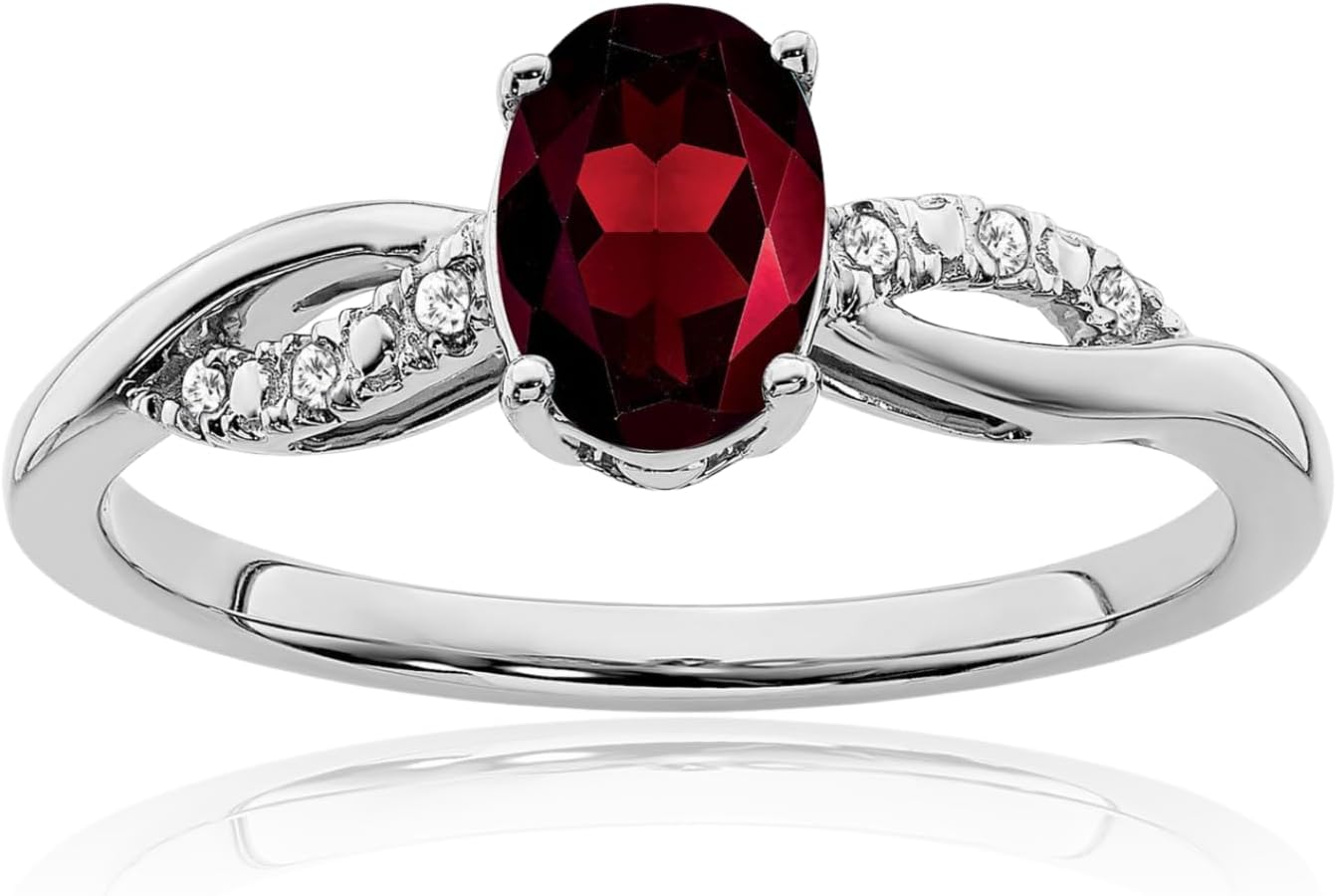IceCarats 14K Solid White Gold 1.33 carat Red Garnet Diamond Solitaire Ring 1.6mm Slim Band Oval Cut, Natural, Prong Set