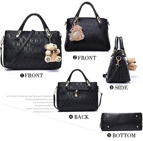 Miniatura 4 de FiveloveTwo Bolso de mano para mujer 4 piezas con asa superior bolsa de hombro soporte para tarjetas Beige, Black, Blue, Brown, Gold, Pink., Purple,