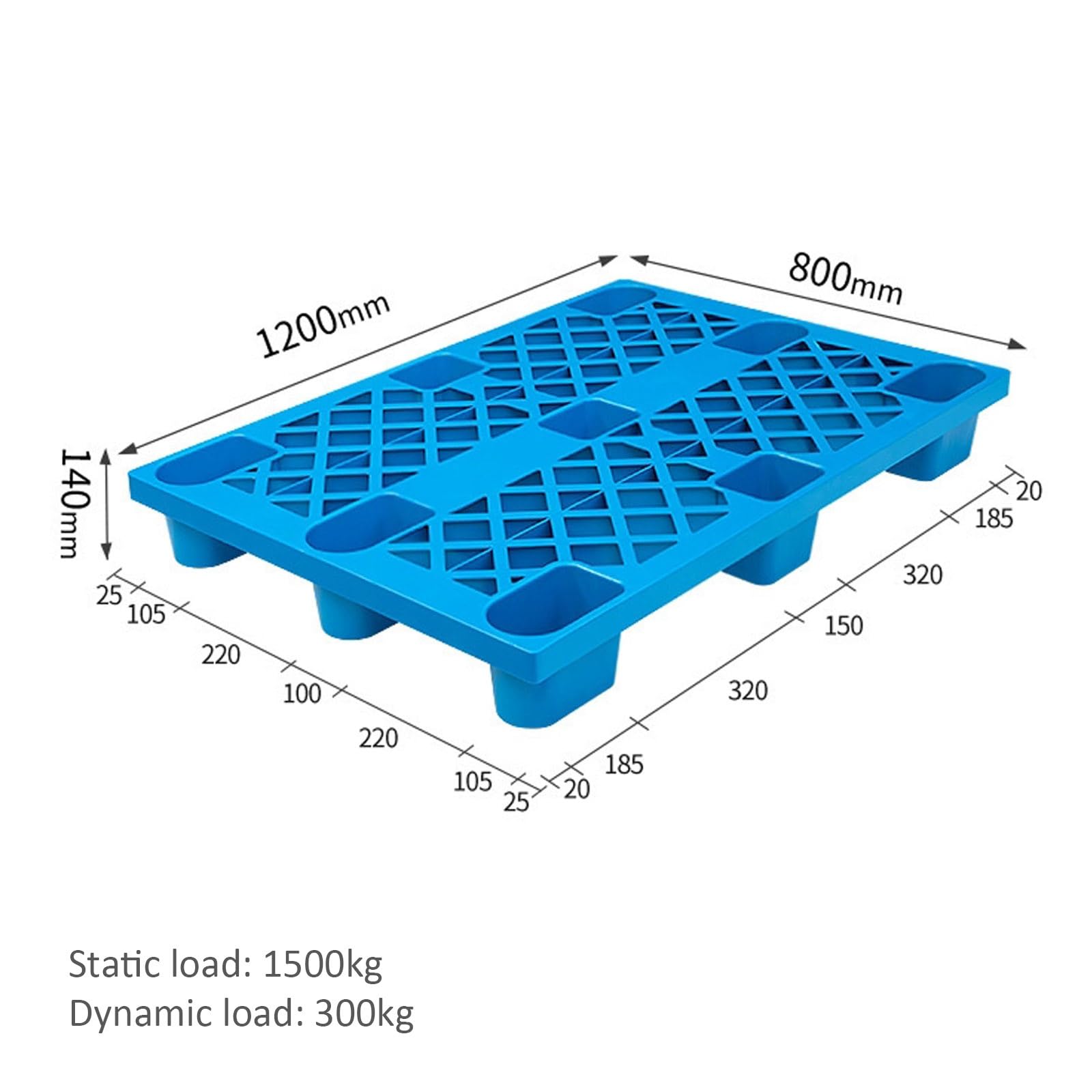 Lot de 3 palettes empilables en plastique imperméable et résistant à l'humidité pour chariots élévateurs manuels et électriques, solution de palette empilable robuste