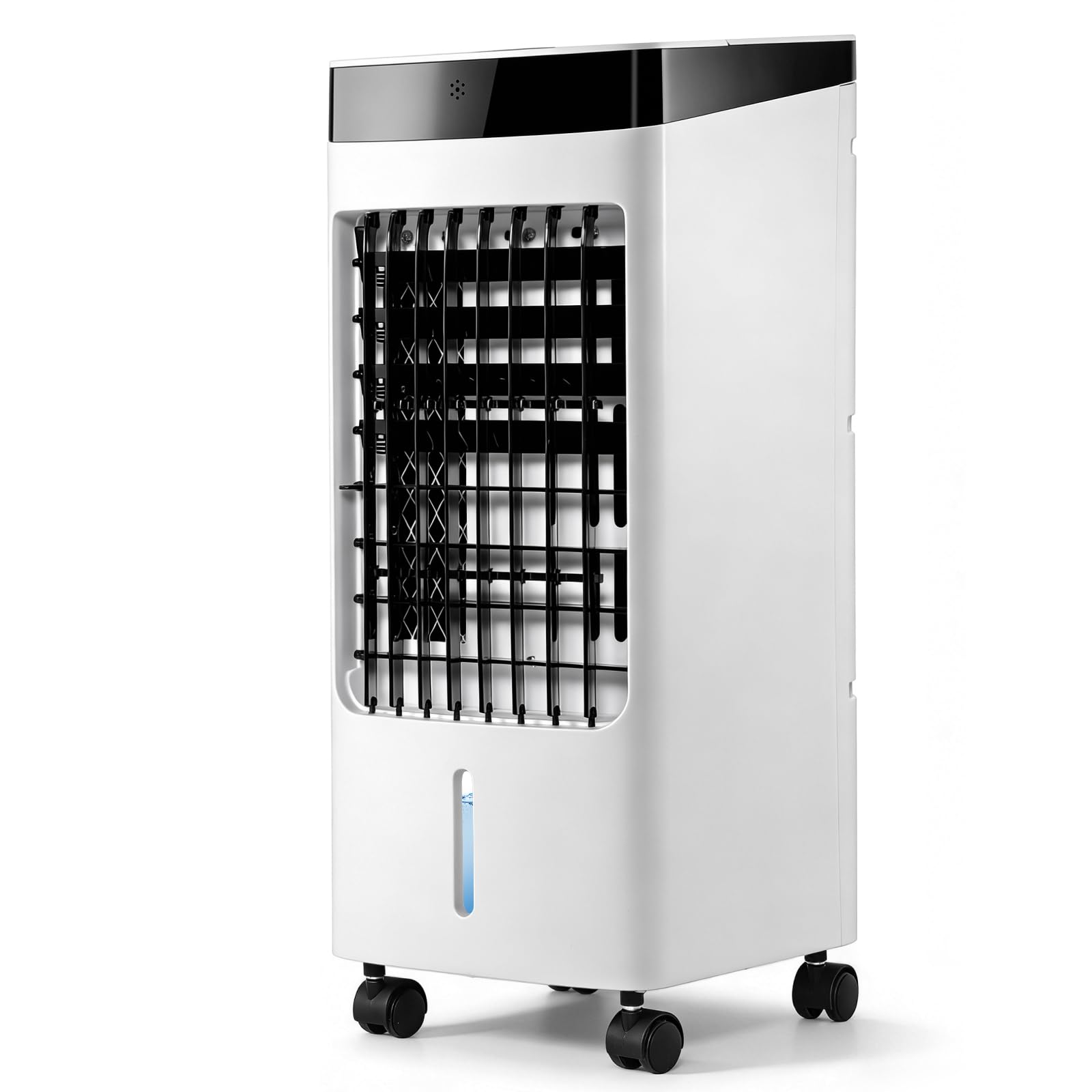 Mobiler Verdunstungskühler 4L Wassertank Wasserkühlung 3 Geschwindigkeitsstufen 65dB Geräuscharm 180 CFM Luftstrom Rollbar Energiesparend Waschbarer Filter Für Wohnzimmer Büro Schlafzimmer