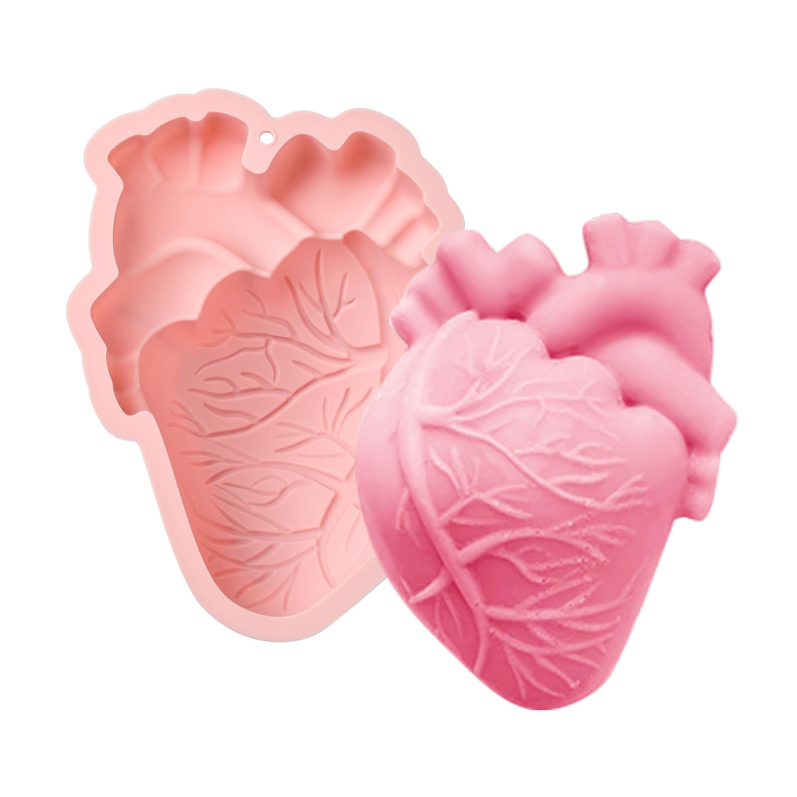 Stiesy Heart Silicone Moulds 3D Realistic Halloween Heart Shape Chocolate Moulds Nonstick Human Organ Molds for DIY Creative Fondant Cake Soap Dessert Jelly Pudding Resin Craft Supplies โ image 1